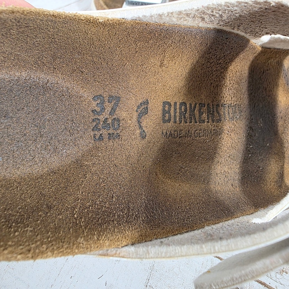 Birkenstock Arizona White Birko-Flor Sandals EU 37 US Women 6-6.5 Cork Slide - Picture 4 of 6